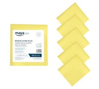 Maya - Bayetas de Microfibra | 38x35 cm | Pack de 5 Paños Ultra Plus Antibacterias y Antical para Limpieza de Cocina, Cristales y Acero Inoxidable sin Rayas (Amarillo)