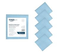 Maya - Bayetas de Microfibra | 38x35 cm | Pack de 5 Paños Ultra Plus Antibacterias y Antical para Limpieza de Cocina, Cristales y Acero Inoxidable sin Rayas (Azul)