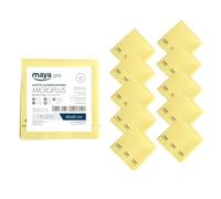 Maya - Bayetas de Microfibra para Limpieza de Vajillas/Cristales y Multisuperficies sin Dejar Rayas | 40x40 cm | Pack de 5 Paños Microplus Absorbentes para Cocina (Amarillo)