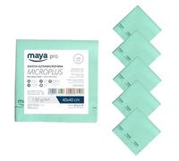 Maya - Bayetas de Microfibra para Limpieza de Vajillas/Cristales y Multisuperficies sin Dejar Rayas | 40x40 cm | Rollo de 5 Paños Microplus Absorbentes para Cocina (Verde)