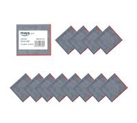 Maya - Bayetas de Microfibra para Limpieza sin Dejar Rayas | 36x38 cm | Pack de 12 Paños Fast 270G Antibacterias para Cocina, Cristales y Acero Inoxidable (Gris/Rojo)