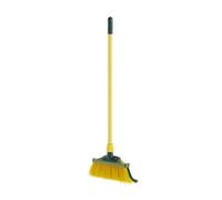 Maya | Escoba BOTANIKA | Escoba de Exteriores | Escoba para Moquetas | 30 cm | Palo de Madera | Cerdas Curvadas Altamente Resistentes | Mango Telescópico | Color Amarillo y Verde | 02129