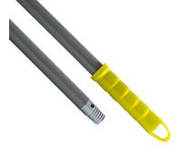 Maya - Palo de Escoba y Fregona GRAFINOX de 140 cm en Acero Especial Anticorrosión, Mango para Áreas Húmedas, Anclaje para Mopa, Rosca Universal y Maneta para Colgar (Amarillo)