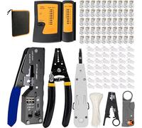 MAYLINE CAT5 CAT6 Probador RJ45 Crimpadora de Red Cable Kit de herramientas de Reparación de Ordenador RJ11 RJ12 Profesional Mantenimiento de Probador de Cable LAN (Negro)