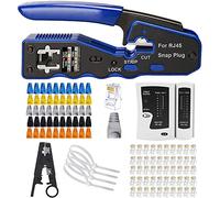 MAYLINEE,Juego de herramientas de red CAT5 CAT6, crimpadora RJ45 de mantenimiento LAN, probador de cables de reparación, cortador pelacables, crimpadora macho, punch Down RJ11 RJ45 (azul)