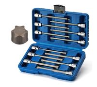 Mayouko Juego de 12 llaves de vaso Torx extra largas de 3/8 pulgadas, T10-T60, 5.9 pulgadas de longitud, CR-V, acero S2, juego de llaves de estrella profunda