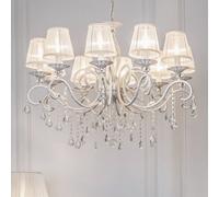Maytoni Grace lámpara de araña, blanca, 10 luces, organza