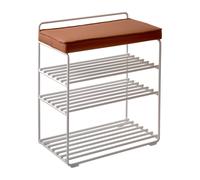 Maze Estantería-Taburete Lower East Seat 50x28x58 cm White-cognac leather