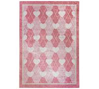 Mazovia Alfombra infantil, diseño de corazones, color rosa, 160x230 cm, pelo corto, fácil de limpiar, ideal para la habitación de los niños
