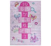 Mazovia Alfombra infantil para saltar, color rosa, 160x230 cm, pelo corto, fácil de limpiar, alfombra para juegos para habitación infantil