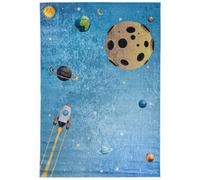 Mazovia Alfombra infantil, "Universo Azul", 160x230 cm, pelo corto, fácil de limpiar, ideal para la habitación de los niños