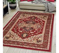Mazovia Alfombra Oriental - Diseño Oriental de Salón Grande de Pelo Corto - Alfombras de Habitación de Matrimonio, Dormitorio y Comedor - Cimarrón Rojo Oscuro 140x200 cm