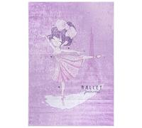 Mazovia Alfombra para niños, diseño de bailarina, rosa y morada, 160x230 cm, pelo corto, fácil de limpiar, ideal para la habitación infantil