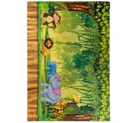Mazovia Alfombra para niños, diseño de zoo, color verde, 160x230 cm, pelo corto, fácil de limpiar, alfombra para juegos para habitación infantil