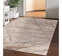 Mazovia Alfombra Salón 140x200cm Crema Abstracto Suave Suelo Radiante | Alfombra para Dormitorio Comedor Oficina Beige Fácil de Limpiar Resistente a Detergentes Pelo Corto Sintético Moderno Vistoso