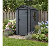 Caseta de jardín Velo Antracita Mazovia, para uso durante todo el año, resistente a los rayos UV y a las heladas, impermeable, de PVC, color antracita, 103x202x134 cm