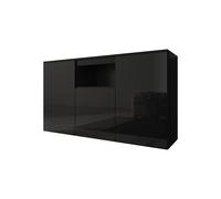 MB Muebles Bonitos - Aparador de salón, 140x80x40cm, Negro y Blanco Brillo, 3 puertas, Modelo Nevada Black