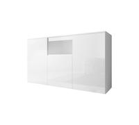 MB Muebles Bonitos - Aparador de salón, 140x80x40cm, Negro y Blanco Brillo, 3 puertas, Modelo Nevada White