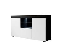 MB Muebles Bonitos - Aparador de salón, LED, 150x83x40cm, Más Colores, Mate, 3 puertas, Modelo Natolia Black and white
