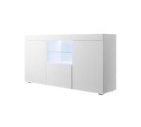 MB Muebles Bonitos - Aparador de salón, LED, 150x83x40cm, Más Colores, Mate, 3 puertas, Modelo Natolia White