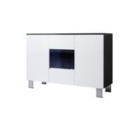 MB Muebles Bonitos - Aparador de salón, LED, Ancho 120cm, Colgante, Patas 2cm o 12cm, 2 puertas, 1 vitrina, Modelo Luke A1 Black and white