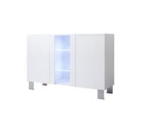 MB Muebles Bonitos - Aparador de salón, LED, Ancho 120cm, Colgante, Patas 2cm o 12cm, 2 puertas, 1 vitrina, Modelo Luke A1 White