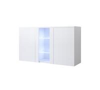 MB Muebles Bonitos - Aparador de salón, LED, Ancho 120cm, Colgante, Patas 2cm o 12cm, 2 puertas, 1 vitrina, Modelo Luke A1 White