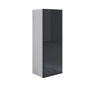 MB Muebles Bonitos, Armario Colgante Luke V1 para Salón o Comedor Moderno, Mueble Modular de Melamina Brillo, Color Blanco y Negro, 40x126x29 cm
