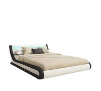 MB Muebles Bonitos - Cama de matrimonio canapé con cabecero y luces LED RGB, estructura de madera tapizada en polipiel PU, modelo Parisina para dormitorio