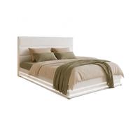 MB Muebles Bonitos | Cama de Matrimonio Nitas para Colchón de 180x200 cm | Luz LED | Canapé Abatible | Somier de Láminas | Estructura de Madera tapizada en Polipiel | Color Blanco