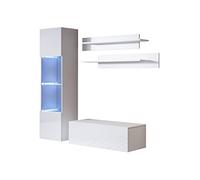 MB Muebles Bonitos, Conjunto de Mueble de Salón Luke 3A con Mueble TV, Diseño Modular Moderno, Acabado Brillo, Color Blanco