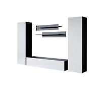 MB Muebles Bonitos - Conjunto Mueble de Salón, Ancho 260cm, Más Colores, Mueble TV, Modelo Luke 7 Black and white