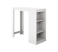 MB Muebles Bonitos | Mesa Alta Bar Kyra | Barra Cocina de Estilo Moderno con 3 Estantes | Melamina Mate | Color Blanco | 110x103x50 cm