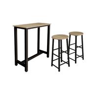 MB Muebles Bonitos | Mesa Alta de Cocina con 2 Taburetes | Estilo Industrial | Modelo Ani | Barra de Cocina Estrecha y Desayunador | Patas de Metal y Melamina Mate | Color Negro | Kit 100x100x40 cm