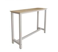 MB Muebles Bonitos | Mesa Alta de Cocina | Estilo Industrial | Modelo Ani | Barra de Cocina Estrecha y Desayunador | Patas de Metal y Melamina Mate | Color Blanco | 140x100x40 cm