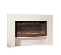 MB Muebles Bonitos, Mueble con Chimenea eléctrica Decorativa Candela para Salón Moderno, Estufa de Bajo Consumo, 1000/2000W, Efecto de Llama Realista con LED, Lacado en Blanco, 127,4x86,6x21 cm