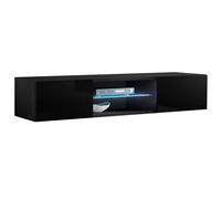 MB Muebles Bonitos - Mueble TV Colgante, LED, Ancho 160cm, Más Colores, Acabado Brillo, Modelo Tibi Black
