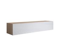 MB Muebles Bonitos, Mueble TV Colgante Luke H2 para Salón Moderno, Mueble Suspendido en Pared, Diseño Modular con Puerta Abatible, Melamina Mate y Brillo, Sonoma y Blanco, 160x30x40 cm