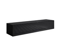 MB Muebles Bonitos, Mueble TV Colgante Luke H2 para Salón Moderno, Mueble Suspendido en Pared, Diseño Modular con Puerta Abatible, Melamina Brillo, Negro, 160x30x40 cm