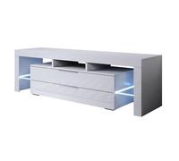 MB Muebles Bonitos - Mueble TV con LED, Ancho 160cm, Blanco y Negro, Acabado Brillo, Modelo Selma