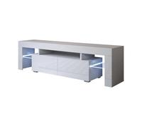 MB Muebles Bonitos - Mueble TV con LED, Ancho 160cm, Blanco y Negro, Acabado Brillo, Modelo Unai