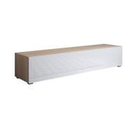 MB Muebles Bonitos, Mueble TV con Patas 2 cm Luke H2 para Salón Moderno, Diseño Modular con Puerta Abatible, Melamina Mate y Brillo, Sonoma y Blanco, 160x32x40 cm