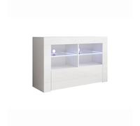 MB Muebles Bonitos - Mueble TV para salón modelo Lilian de melamina brillo con luces LED RGB 16 colores, 160 cm ancho, blanco brillante