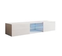 MB Muebles Bonitos | Mueble TV Tibi | con Luz LED | Blanco | 160x32x38.5 cm | Con Luz LED, 1 Puerta, 3 Compartimentos, Con Patas, Para Salón Moderno