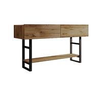 MB Muebles Bonitos | Recibidor Factory R1 Diseño Industrial | Mueble para Entrada | Estructura Acero Negro Mate | Melamina Color Pino Atlántic | 139x75x43 cm