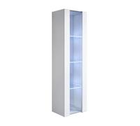 MB Muebles Bonitos | Vitrina Colgante Luke V5 para Salón o Comedor Moderno con Luz LED | Mueble Modular de Melamina Brillo | Color Blanco | 40x165x29 cm