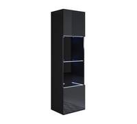 MB Muebles Bonitos | Vitrina Colgante Luke V6 para Salón o Comedor Moderno con Luz LED | Mueble Modular de Melamina Brillo | Color Negro | 40x165x29 cm