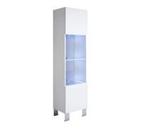 MB Muebles Bonitos | Vitrina con Patas 12 cm Luke V6 para Salón o Comedor Moderno con Luz LED | Mueble Modular de Melamina Brillo | Color Blanco | 40x167x29 cm