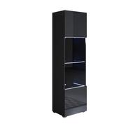 MB Muebles Bonitos | Vitrina con Patas 2 cm Luke V6 para Salón o Comedor Moderno con Luz LED | Mueble Modular de Melamina Brillo | Color Negro | 40x167x29 cm