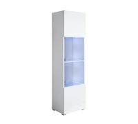 MB Muebles Bonitos | Vitrina con Patas 2 cm Luke V6 para Salón o Comedor Moderno con Luz LED | Mueble Modular de Melamina Brillo | Color Blanco | 40x167x29 cm